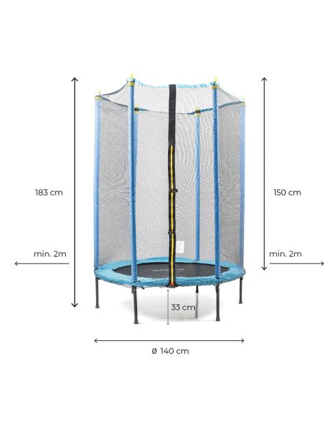 Trampoline pour enfants avec filet de sécurité Zuply bleu/noir -D. 140 x 190 cm