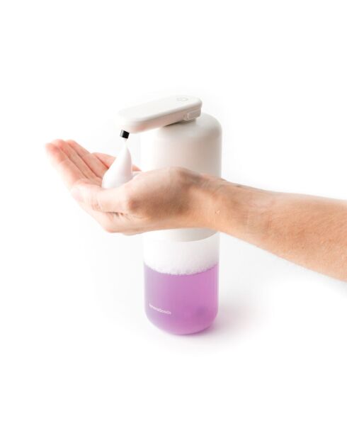 Distributeur automatique rechargeable de savon moussant Bitefom blanc et transparent - 11 x 21,5 x 6,5 cm