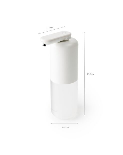 Distributeur automatique rechargeable de savon moussant Bitefom blanc et transparent - 11 x 21,5 x 6,5 cm