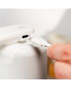 Distributeur automatique rechargeable de savon moussant Bitefom blanc et transparent - 11 x 21,5 x 6,5 cm