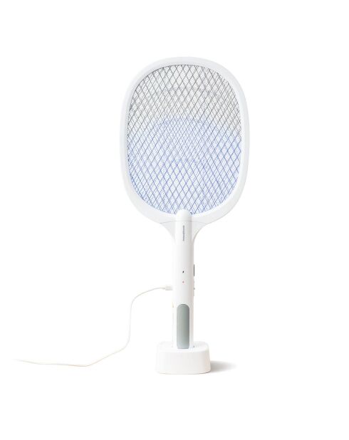 Raquette anti-insectes rechargeable 2 en 1 avec lumière UV Elecfly blanche - 3,3 x 52,5 x 21,6 cm