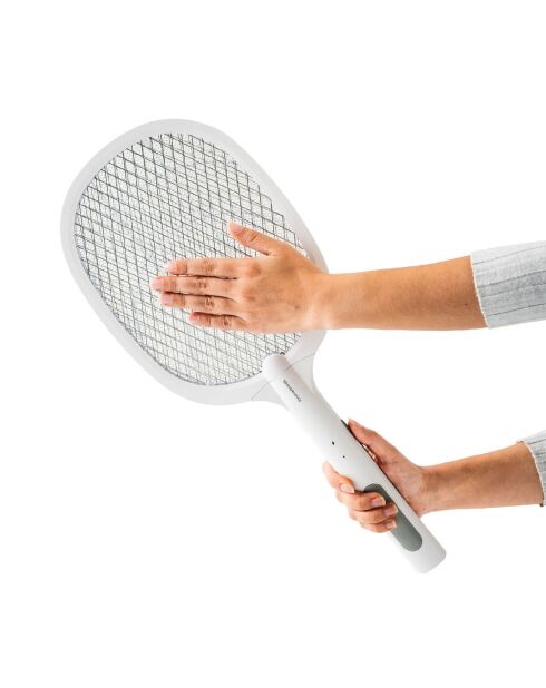 Raquette anti-insectes rechargeable 2 en 1 avec lumière UV Elecfly blanche - 3,3 x 52,5 x 21,6 cm