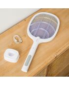 Raquette anti-insectes rechargeable 2 en 1 avec lumière UV Elecfly blanche - 3,3 x 52,5 x 21,6 cm