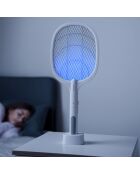 Raquette anti-insectes rechargeable 2 en 1 avec lumière UV Elecfly blanche - 3,3 x 52,5 x 21,6 cm
