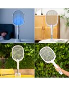 Raquette anti-insectes rechargeable 2 en 1 avec lumière UV Elecfly blanche - 3,3 x 52,5 x 21,6 cm
