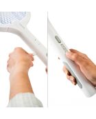 Raquette anti-insectes rechargeable 2 en 1 avec lumière UV Elecfly blanche - 3,3 x 52,5 x 21,6 cm