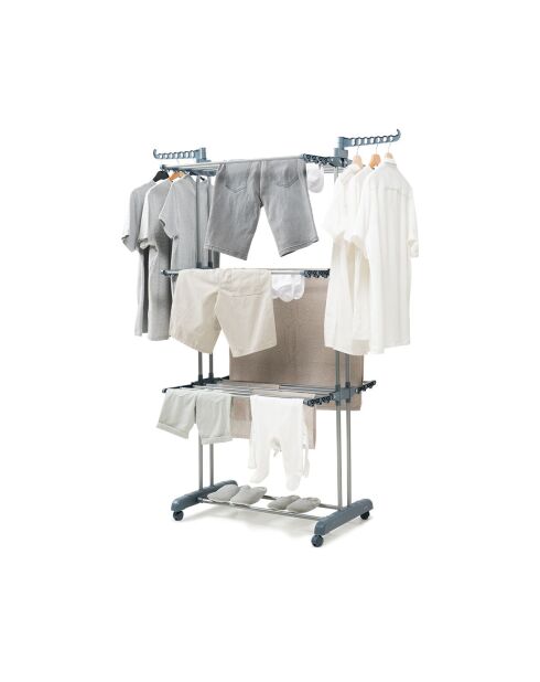 Étendoir pliant vertical à roulettes Dolver gris/argenté - 49-62 x 175 x 67 cm