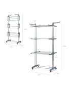 Étendoir pliant vertical à roulettes Dolver gris/argenté - 49-62 x 175 x 67 cm