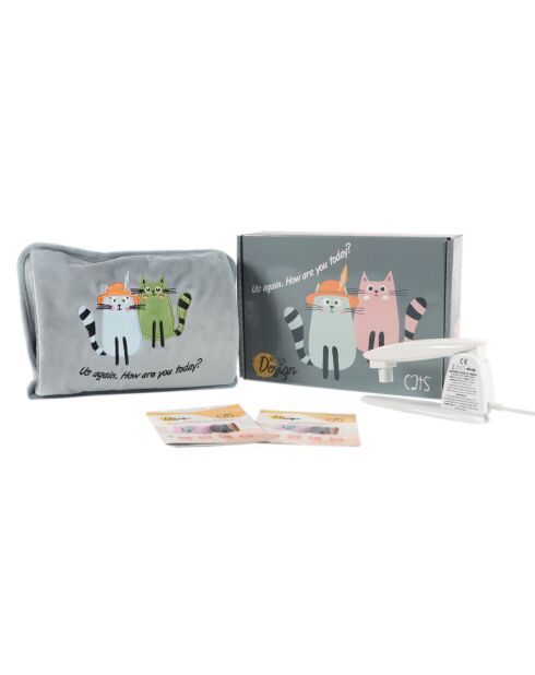 Bouillotte électrique Biggdesign Greeting Cat grise - 1 L