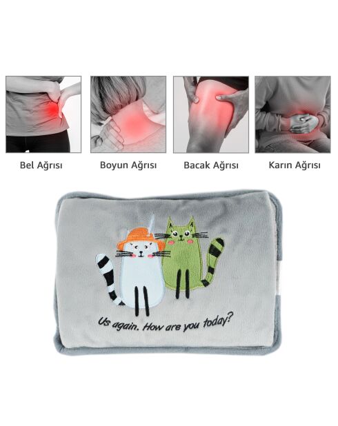 Bouillotte électrique Biggdesign Greeting Cat grise - 1 L