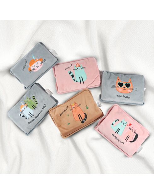 Bouillotte électrique Biggdesign Greeting Cat grise - 1 L