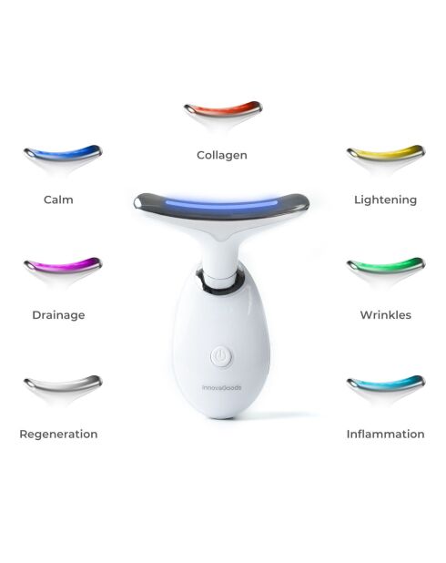 Appareil de massage facial électrique raffermissant avec LED Selora blanc - 9 x 12 x 5 cm
