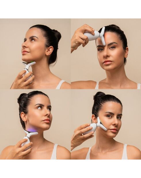 Appareil de massage facial électrique raffermissant avec LED Selora blanc - 9 x 12 x 5 cm