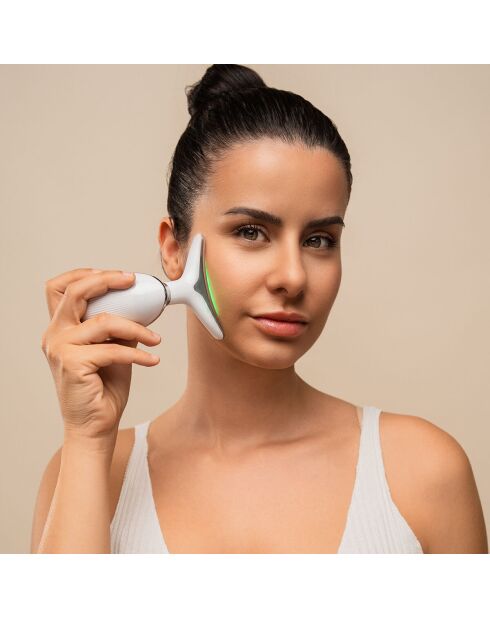 Appareil de massage facial électrique raffermissant avec LED Selora blanc - 9 x 12 x 5 cm