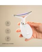 Appareil de massage facial électrique raffermissant avec LED Selora blanc - 9 x 12 x 5 cm