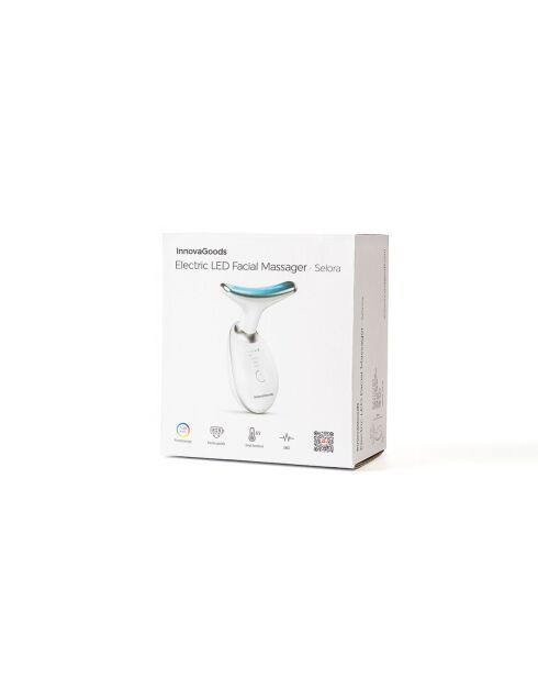 Appareil de massage facial électrique raffermissant avec LED Selora blanc - 9 x 12 x 5 cm
