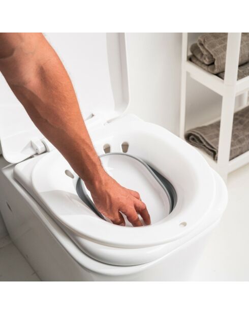 Bidet portable Ppiable pour toilettes Fopobi blanc et gris - 36 x 38,5 x 5,5 cm