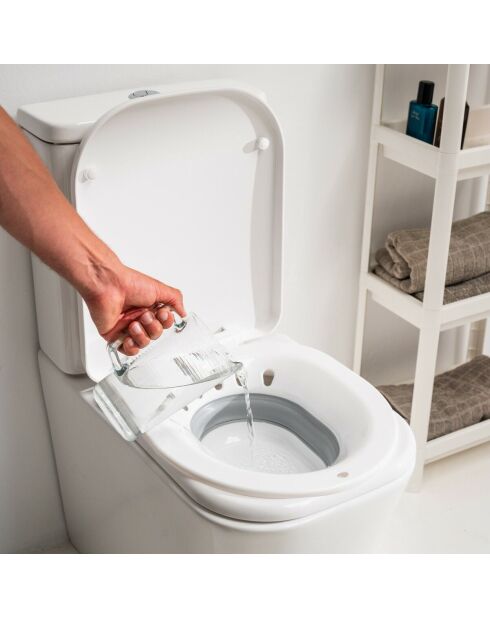 Bidet portable Ppiable pour toilettes Fopobi blanc et gris - 36 x 38,5 x 5,5 cm