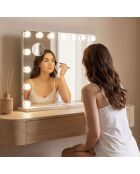 Miroir de maquillage 15 LED Hollywood Deluxe gris/blanc - 58 x 48 x 14 cm