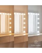 Miroir de maquillage 15 LED Hollywood Deluxe gris/blanc - 58 x 48 x 14 cm