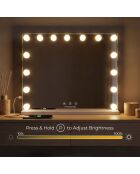 Miroir de maquillage 15 LED Hollywood Deluxe gris/blanc - 58 x 48 x 14 cm