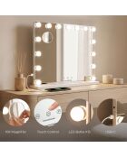 Miroir de maquillage 15 LED Hollywood Deluxe gris/blanc - 58 x 48 x 14 cm