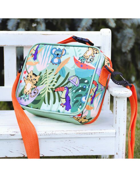 Bolsa térmica Milk&Moo Jungle Friends verde para aperitivos, 25 x 20 x 8 cm