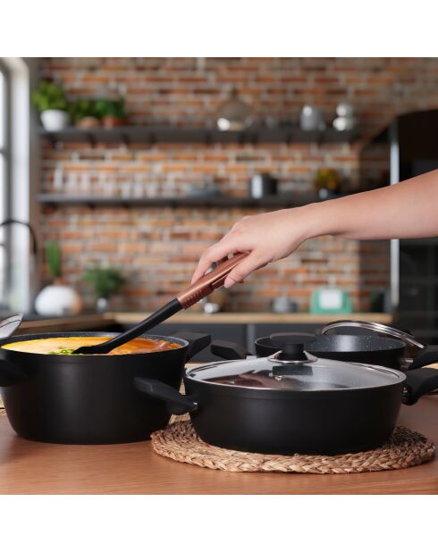 Serenk Excellence Kochgeschirr-Set aus schwarzem Granit, 7-teilig