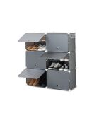 Rangement modulaire portable pour chaussures gris - 36 paires, 84 x 96 x 32 cm