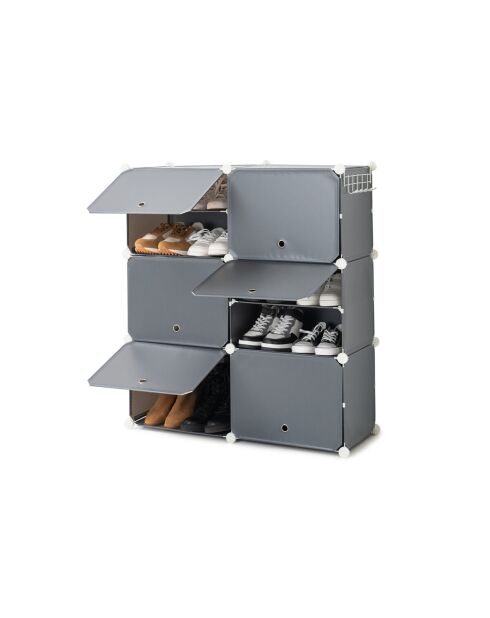 Rangement modulaire portable pour chaussures gris - 36 paires, 84 x 96 x 32 cm