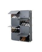 Rangement modulaire portable pour chaussures gris - 36 paires, 84 x 96 x 32 cm