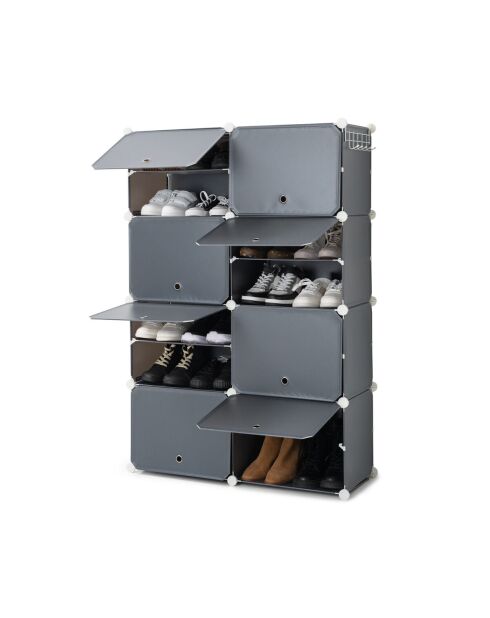 Rangement modulaire portable pour chaussures gris - 36 paires, 84 x 96 x 32 cm