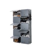 Rangement modulaire portable pour chaussures gris - 36 paires, 84 x 96 x 32 cm