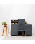 Rangement modulaire portable pour chaussures gris - 36 paires, 84 x 96 x 32 cm