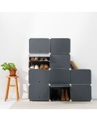 Rangement modulaire portable pour chaussures gris - 36 paires, 84 x 96 x 32 cm