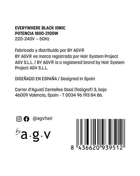 Sèche-cheveux By AGV EVERYWHERE Moteur ACnoir