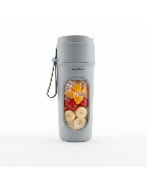Wellsy Grauer, wiederbefüllbarer tragbarer Einzelmixer aus Glas, D. 9 x 21 cm