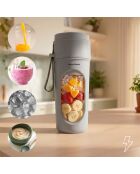 Blender en verre individuel portable rechargeable Wellsy gris - D. 9 x 21 cm