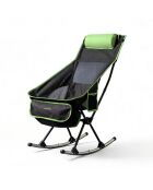 Chaise berçante de camping pliante 2 en 1 avec poche, coussin et sac de transport Trillow noir/vert - 58 x 90 x 72 cm