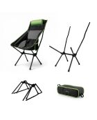 Chaise berçante de camping pliante 2 en 1 avec poche, coussin et sac de transport Trillow noir/vert - 58 x 90 x 72 cm