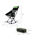 Chaise berçante de camping pliante 2 en 1 avec poche, coussin et sac de transport Trillow noir/vert - 58 x 90 x 72 cm