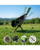 Chaise berçante de camping pliante 2 en 1 avec poche, coussin et sac de transport Trillow noir/vert - 58 x 90 x 72 cm