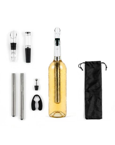 Set d'accessoires pour vin Chillour transparent - 7 pièces, 28 x 7,5 cm