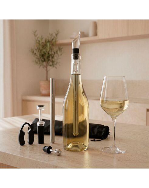 Set d'accessoires pour vin Chillour transparent - 7 pièces, 28 x 7,5 cm