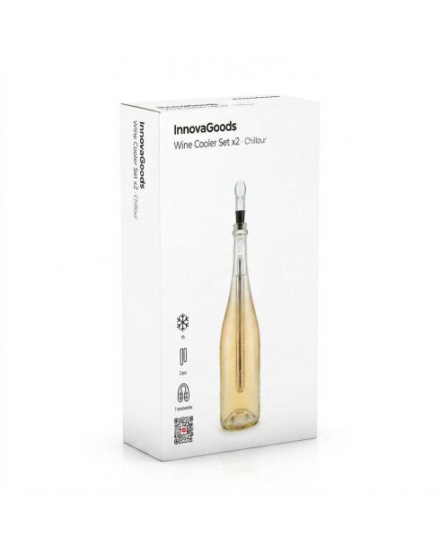 Set d'accessoires pour vin Chillour transparent - 7 pièces, 28 x 7,5 cm
