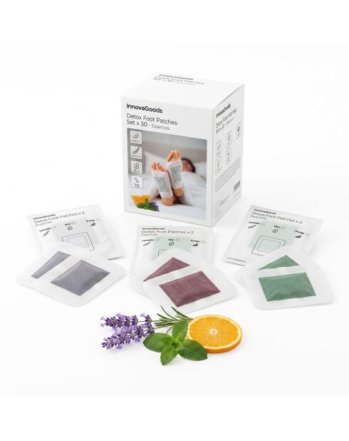 Patchs détoxifiants pour les pieds aux essences blancs - 30 unités