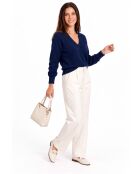 Maglione Jude blu notte con scollo a V con taglio a palloncino e maniche lunghe raglan