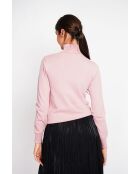 Maglione classico Isabelle a collo alto con lavorazione a 2 fili a maniche lunghe rosa cipria