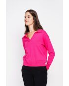 Maglione a maniche lunghe con scollo a V oversize fucsia Hélène