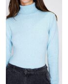 Isabelle klassischer Rollkragenpullover mit 2-fädigem Strick, lange Ärmel, himmelblau